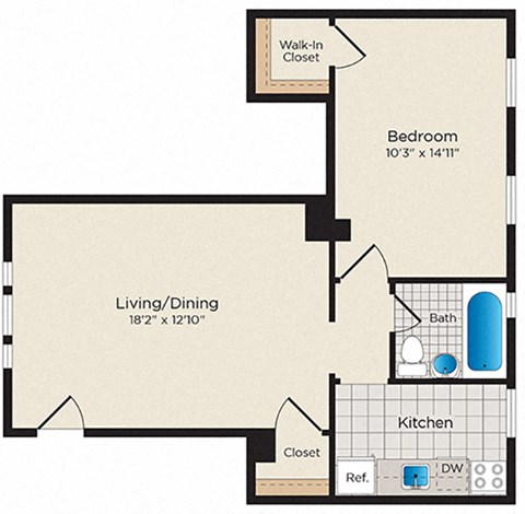 a floor plan of a home with a bedroom and a living room